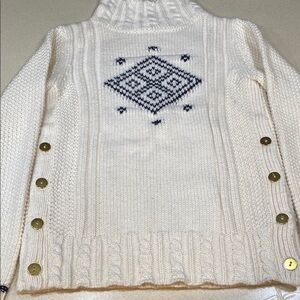 Black and White Cowl Neck Sweater with Cable Knit Design Cozy Cottagecore Soft